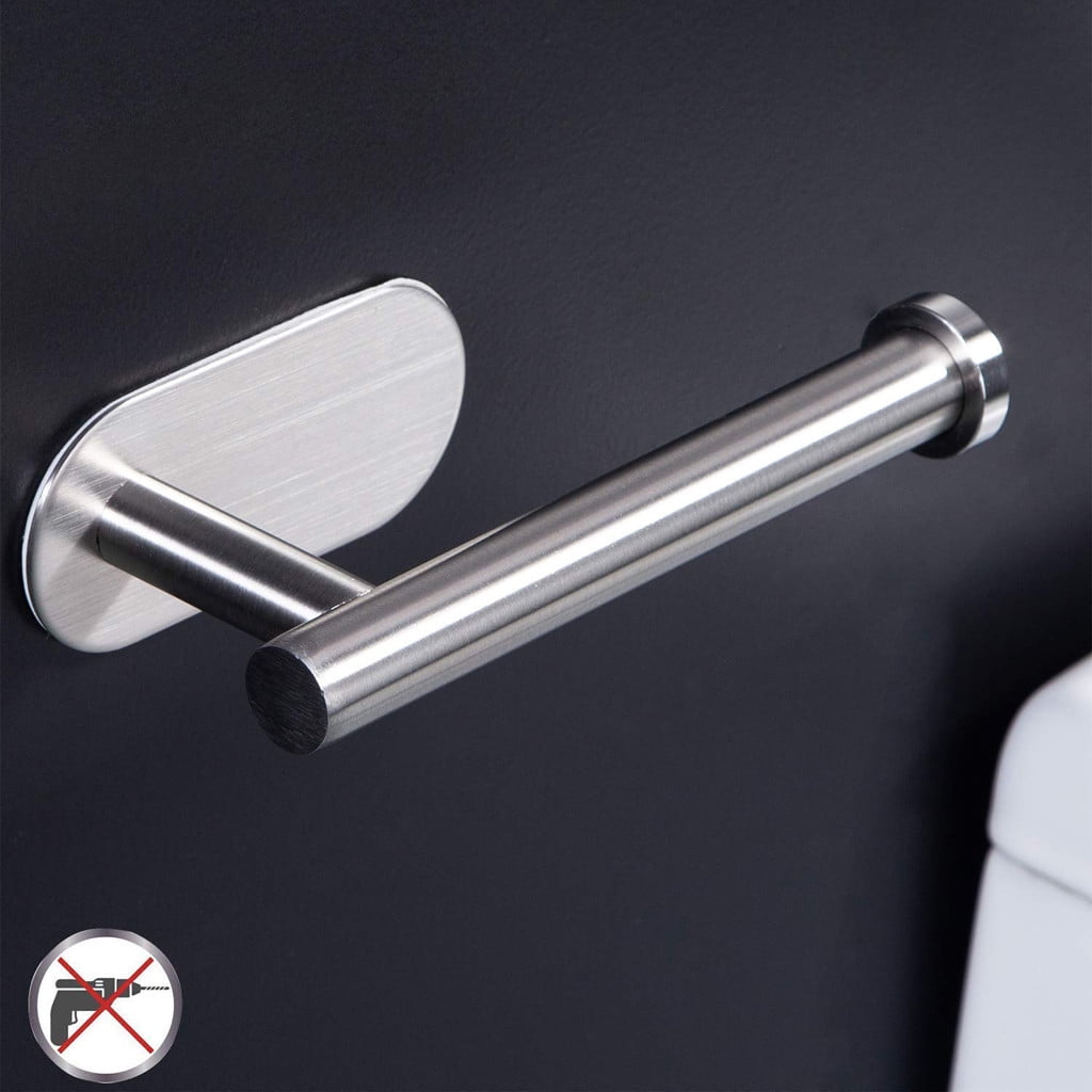 1x Silver Self-adhesive Toilet Paper Roll Holder Roller Wall Mounted New 
