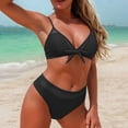 thumbnail image 4 of ClodeEU Women's Halter Neck Bikini Set with Bow ,Comfortable Two Piece Swimsuit Black,Womens Plus XL, 4 of 6