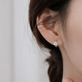 thumbnail image 5 of 925 Sterling Silver White Flower Hoop Earrings Huggie for Women Teens Small Daisy Hoop Earrings Summer Earrings, 5 of 5