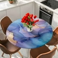 thumbnail image 2 of Blue Purple Pink Round Tablecloth 45-54 Inch Round Fitted Table Cloth with Elastic Edge, Luxury Marble Modern Abstract Art Waterproof Table Cover Protector for Outdoor Picnic Party Dining, 2 of 6