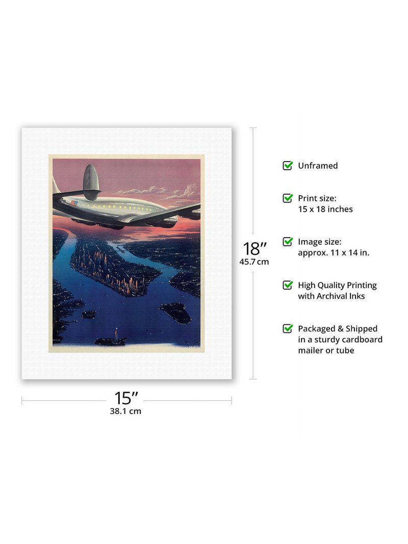 Manhattan New York City - Vintage Airline Travel Poster by Frank