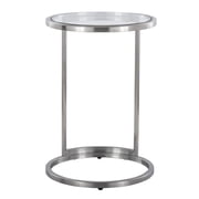 LumiSource Stainless Steel, Clear Glass Round Zenn End Table