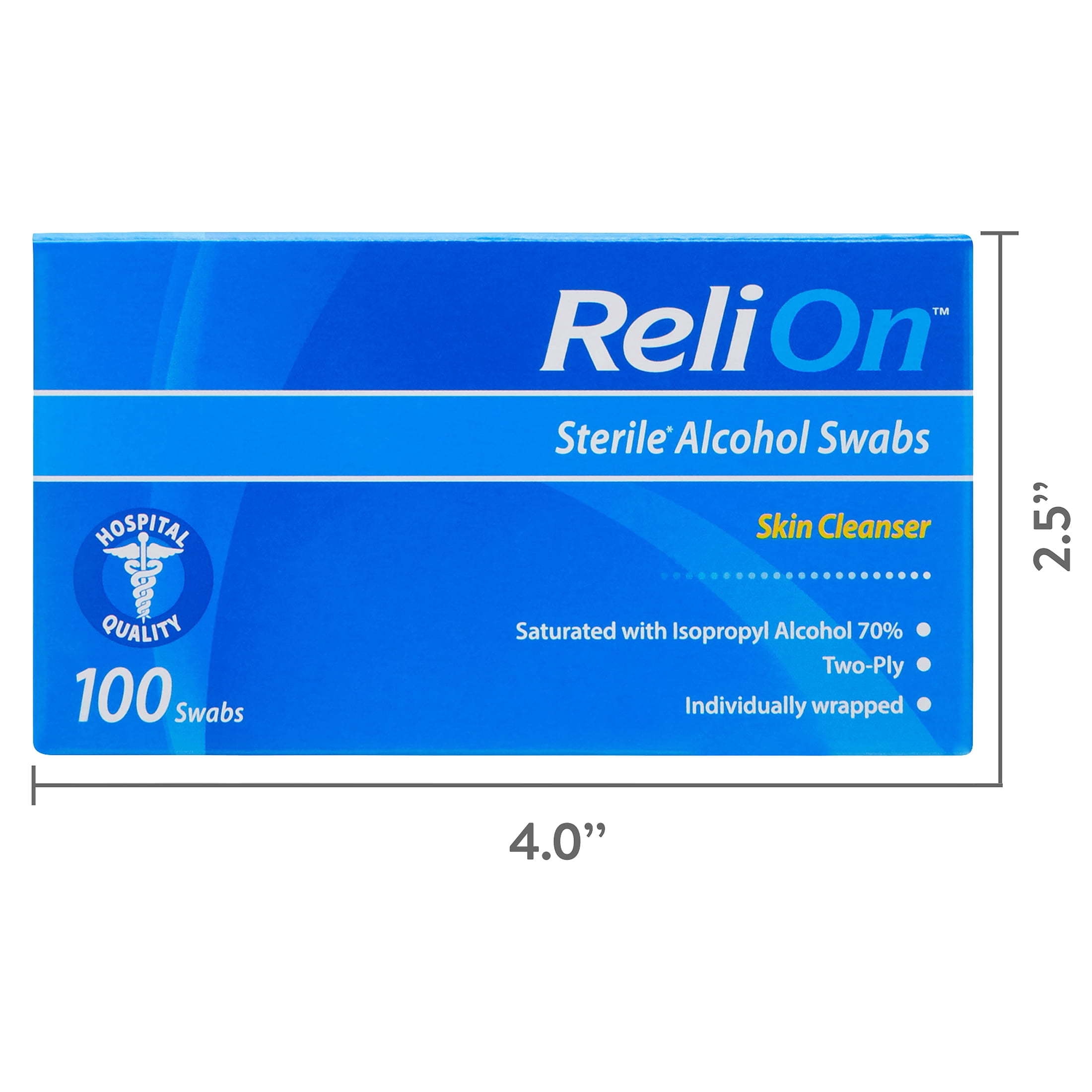 ReliOn Sterile Alcohol Swabs, 100 Count