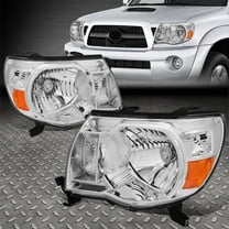 NUVISION for 05-11 Toyota Tacoma Chrome Amber Corner Headlight Replacement Lamps LH RH Pair
