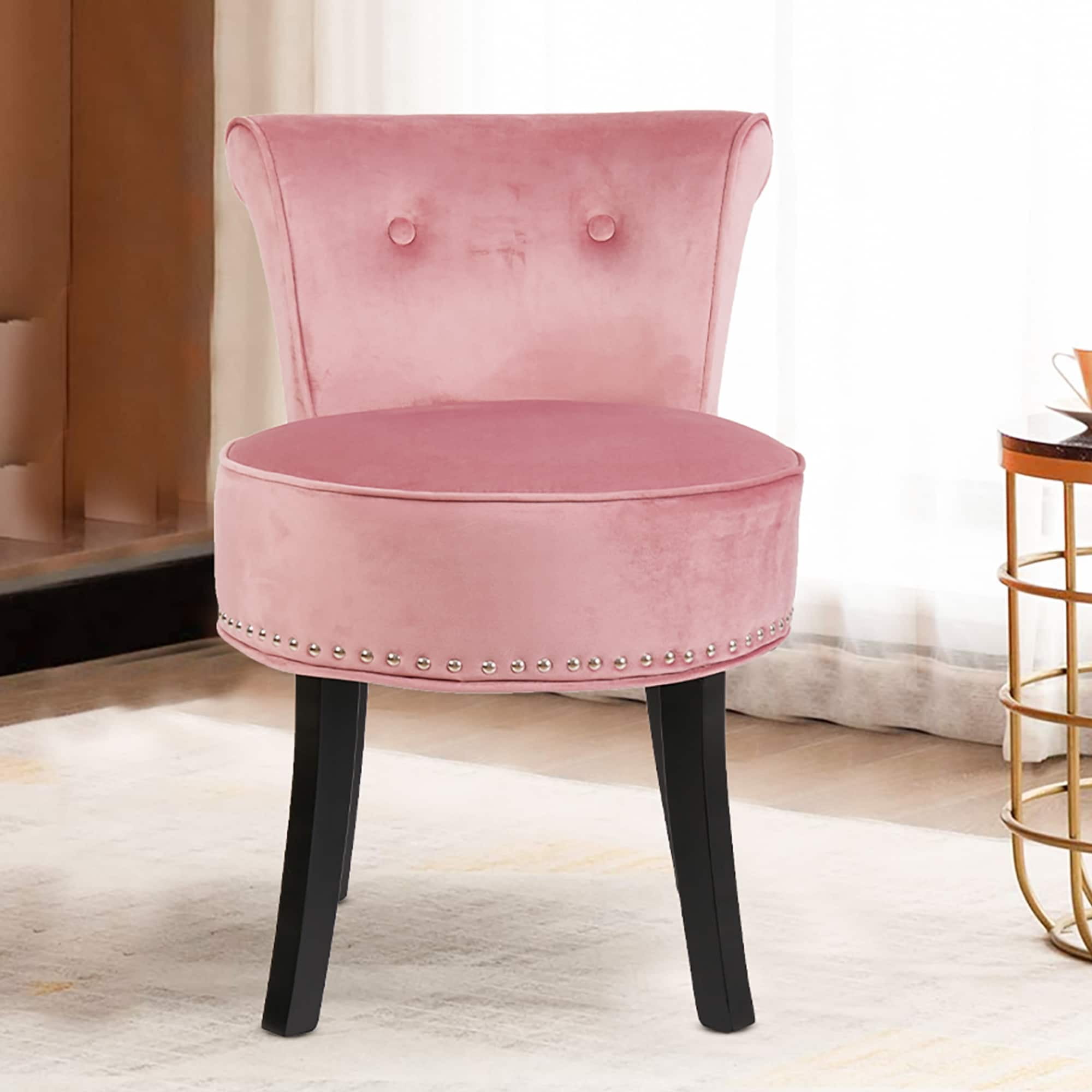 Makeup Chair Pink Tufted Vanity Chair Velvet Tufted Vanity Stool