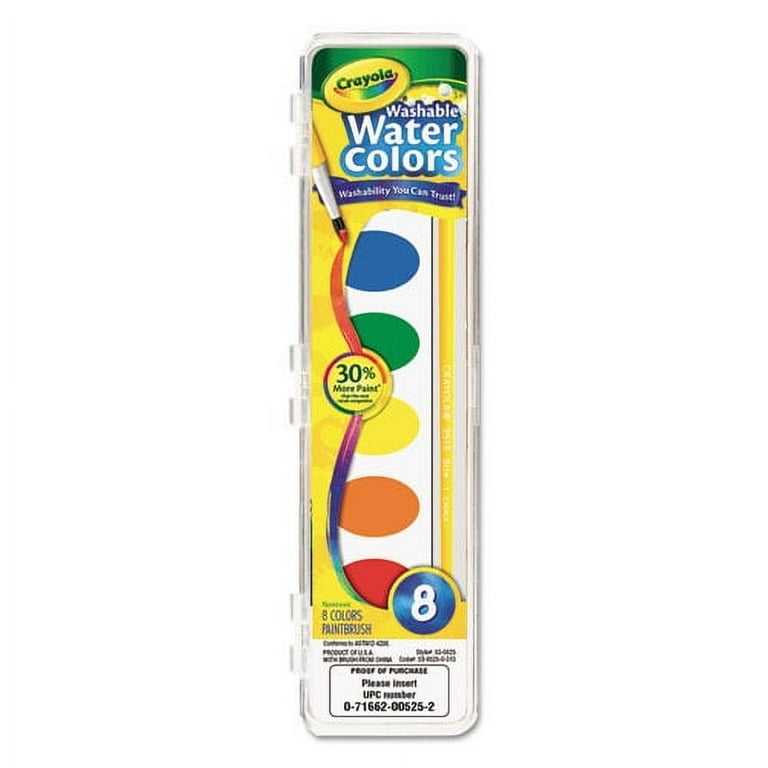 Washable Watercolor Paint, 8 Assorted Colors, Palette Tray Washable Watercolor Paint, 8 Assorted Colors, Palette Tray