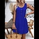 thumbnail image 4 of Vestido Corto Informal Sin Mangas con Cuello Redondo y Botones Al Frente para Mujer Azul Real XXL, 4 of 10