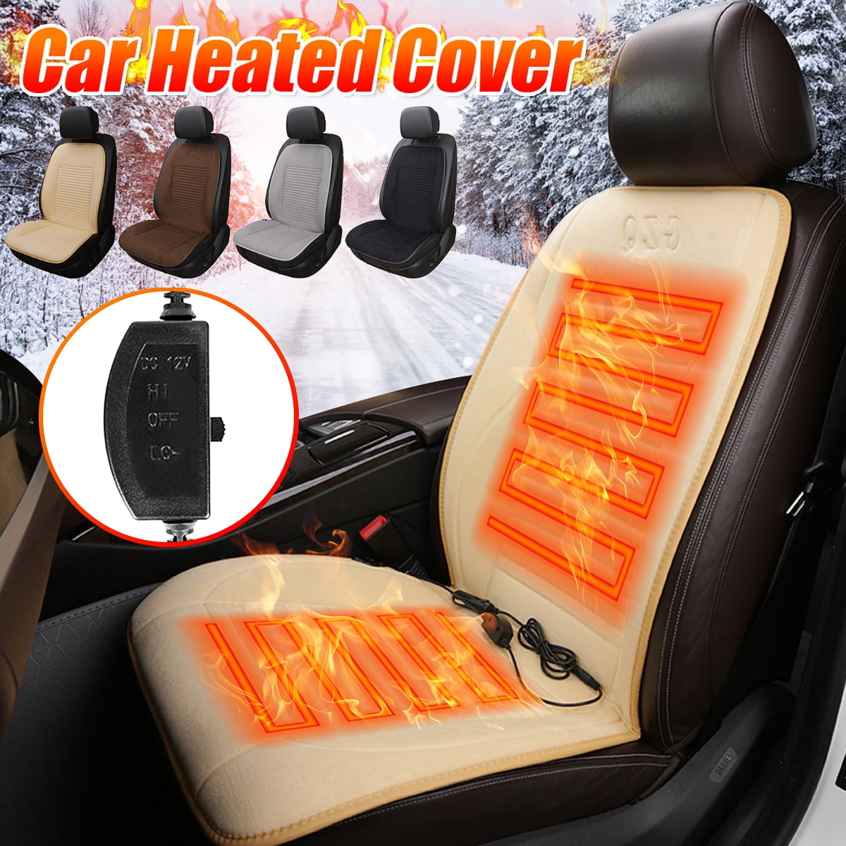 Color : Beige , Size : 1 Pack Universal 12V Heating Pad Car Seat Warmers Fit For Auto Supplies Office Home Chair Heated Seat Cover Heated Seat Cushion Seat Heater And Seat Cooler Massage Cover