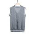 thumbnail image 2 of Likimi Toddler Kids Girls Vest Sweater Sleeveless Solid Color V Neck Pullover Tops Casual Loose Relaxed Fall Winter Clothes Size 4-5 Years Grey, 2 of 4