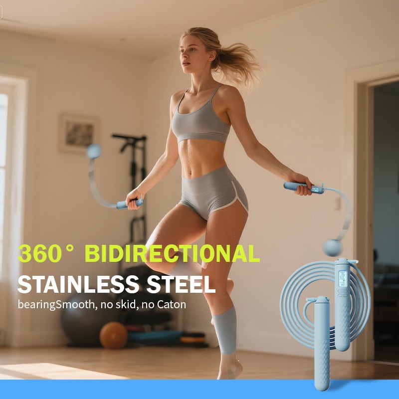 Pink Weighted Wireless Jump Rope - Anti-Tangle Fitness Equipment, Adjustable Length Fitness Rope with Digital Counter | Portable Fitness Tool Suitable for Home, Gym, Office, Travel, and Cardio.