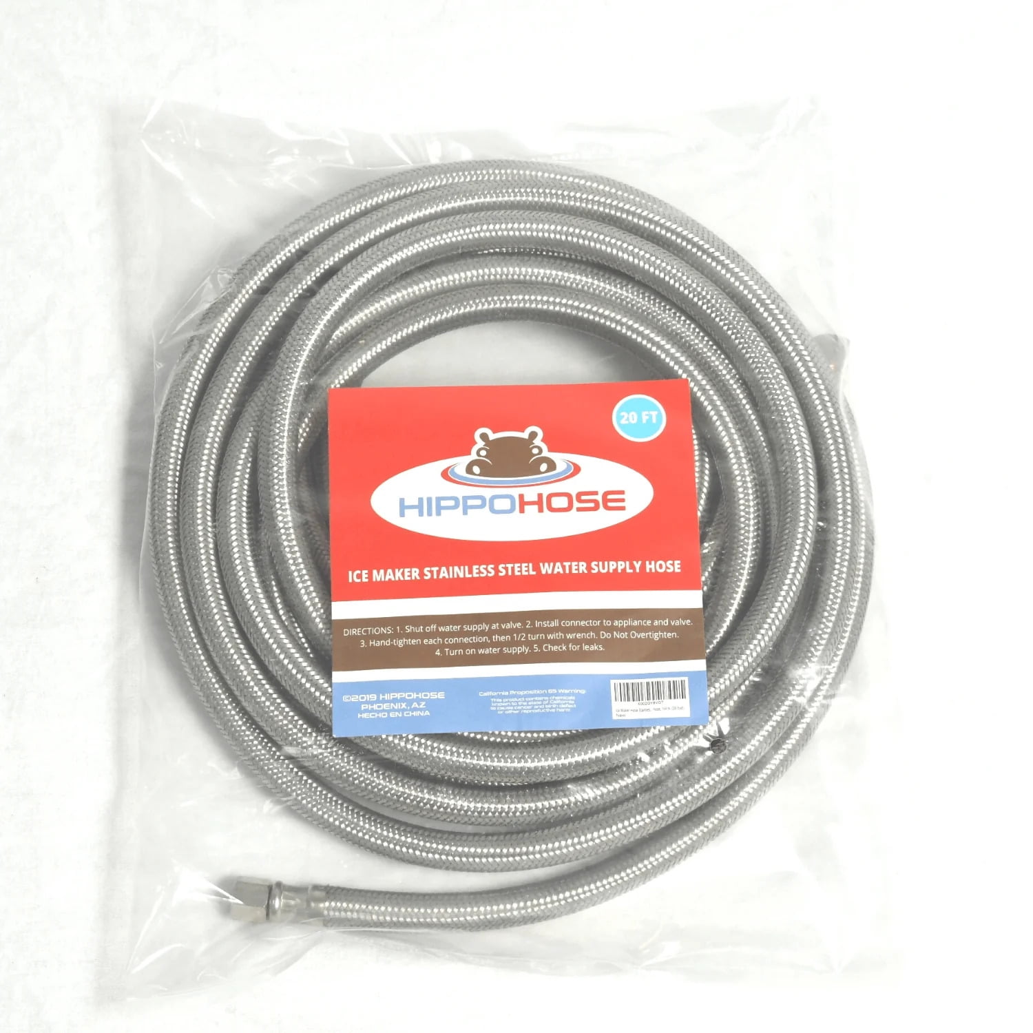 Refrigerator Icemaker Hose (30 FT) - Universal Fit to ALL Refrigerator  Brands - Icemaker Water Supply Line - ¼” x ¼” Connections - SS Refrigerator  Supply Hose for Ice & Water 