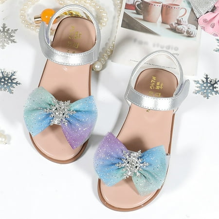 

Aayomet Children Shoes Fashion Flat Snowflake Sandals Ice Princess Sandals Big Children Baby Shoes Strap Kids Blue 13