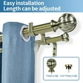 thumbnail image 2 of Urbanest Fluted Ball Flat Button 1" 5/8" Double Drapery Curtain Window Rod Set - 28" to 48", Antique Brass, 2 of 6