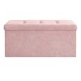 thumbnail image 4 of Banco Plegable, Reposapiés de Terciopelo con Almacenamiento, con 2 Contenedores, 38 x 76 x 38 cm, Carga de 300 kg, Rosa, 4 of 8