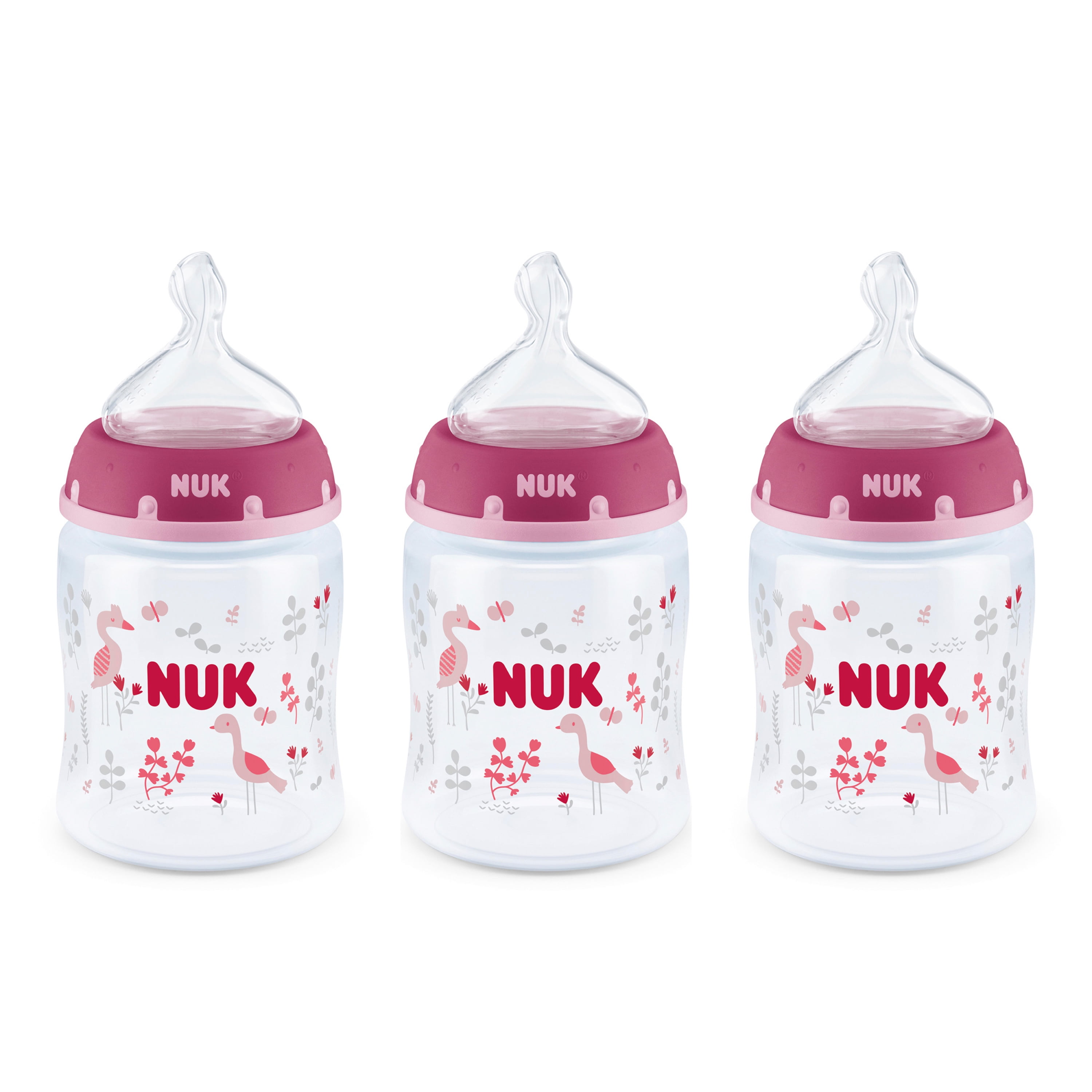 NUK Wide-Neck Bottles 0+m, 5 oz, 3-Pack 