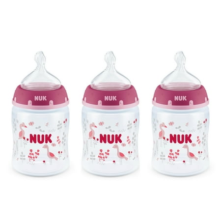 NUK Wide-Neck Bottles 0+m, 5 oz, 3-Pack