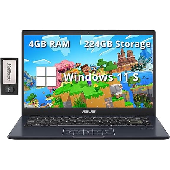 ASUS 14" FHD Laptop, Intel Celeron N4500 Processor, 4GB RAM, 224GB Storage(64GB eMMC 160GB Docking Station Set), Intel Iris Xe Graphics, 720P Camera, Bluetooth, Win 11 S, Quiet Blue