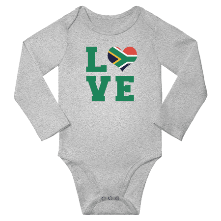 

Love South Africa Heart Flag Baby Long Slevve Bodysuits (Gray 3-6 Months)