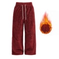 thumbnail image 5 of Women's Fleece Pajama Pants Mid Weight Warm Lounge Bottoms Drawstring Elastic Waist Casual Soft Sleepwear, 5 of 7