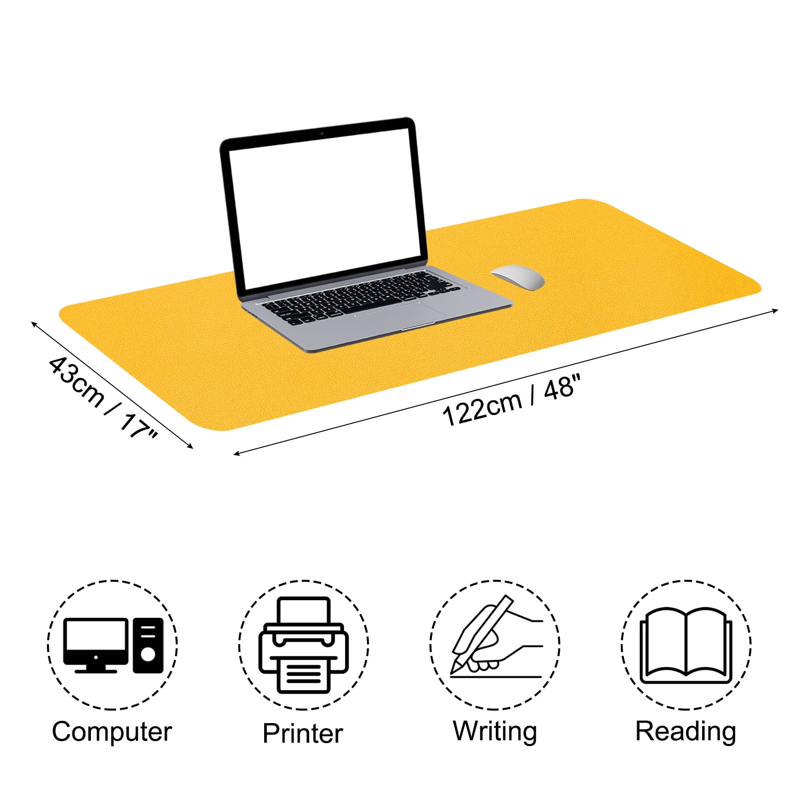 Uxcell 48"x17" Large Desk Mat, PU Leather Dual Side Large Desk Pad, Yellow