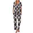 thumbnail image 1 of Sexy Pijama Conjunto para las Mujeres Impreso Bolsillo Pantalones de Manga Corta, Traje Suelto Casual para el Hogar Y el Salón, 1 of 1