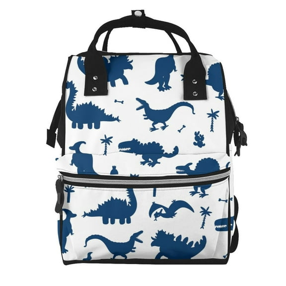 Fuzoiu Cute Cartoon Dinosaurs Print Diaper Bag Backpack,Baby Essentials Travel Tote,Multi function Waterproof Diaper Bag, Travel Essentials Baby Bag - Unisex
