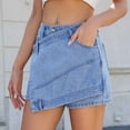 thumbnail image 6 of Skirt for Women Denim On Blue Summer Sexy Fashion Solid Color Button Irregular Pocket Skirt, 6 of 6