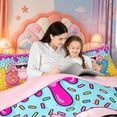 thumbnail image 5 of Manfei Colorful Axolotl 7pcs Queen Bedding,Cartoon Amphibian Bedding Comforter Set Queen,Pink Reversible, 5 of 7