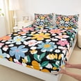 thumbnail image 3 of Manfei Chic Colorful Flowers Full Size Sheets 4-Piece for Female Men,Polka Dots Breathable Bed Sheets,Spring Garden Lightweight Sheet Sets,Ultra Soft Home Decor, 3 of 7