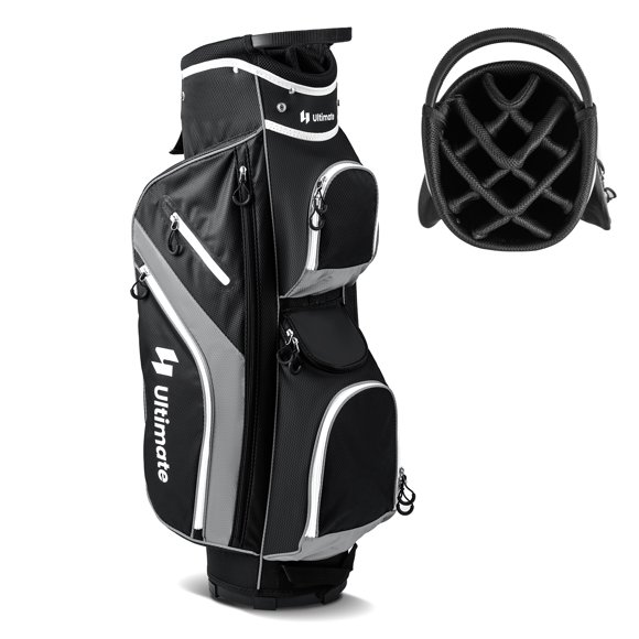 Costway Lightweight Golf Cart Bag with 14 Way Top Dividers 9 Pockets Rain Hood Cooler Bag