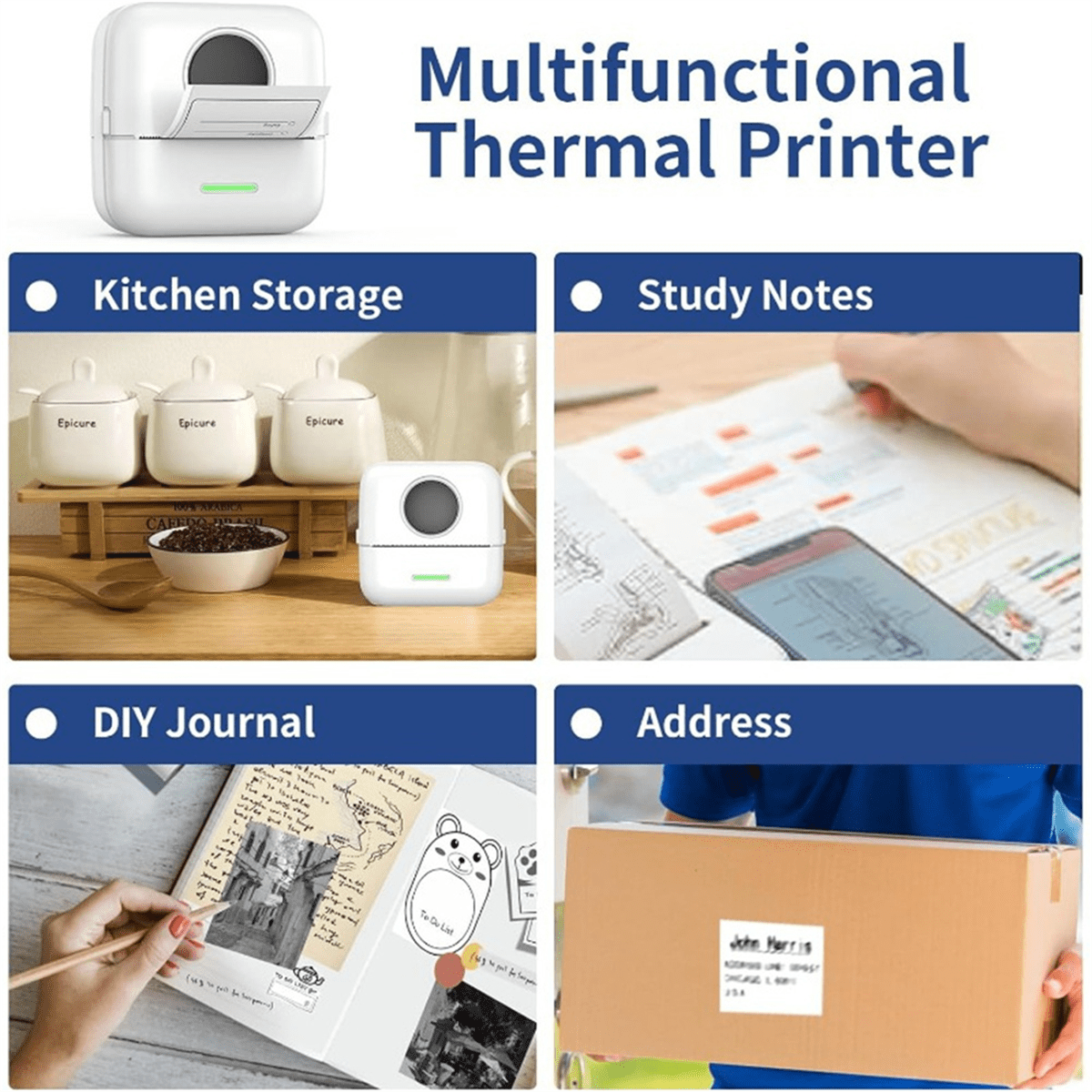 Mini Thermal Printer X5 Bluetooth Pocket Printer Portable Inkless Sticker Printer for Study, Notes, Pictures, Photos