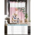 thumbnail image 6 of No Hook Cloth Fabric Shower Curtain with Snap in Liner, Cartoon Dogs Waterproof Shower Curtains Set with See Through Top Window, Pink Floral Summer Botanical Bath Curtains Shower 60"x72", 6 of 6