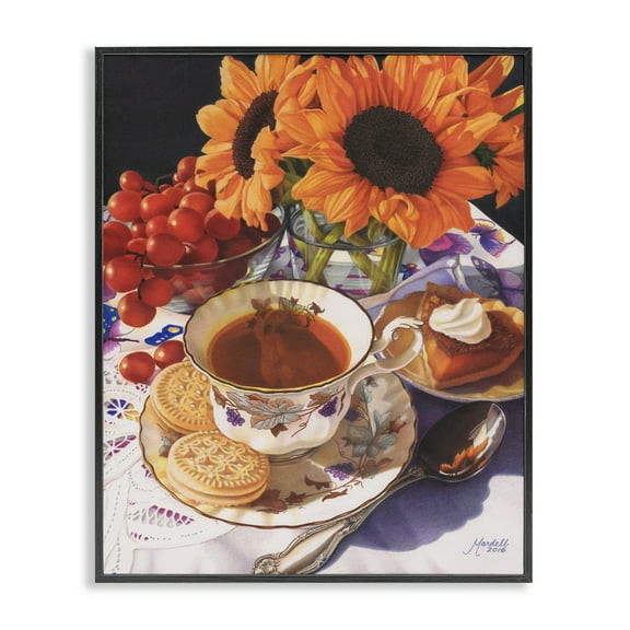 Stupell Industries Autumnal Tea Party Food & Beverage Painting Black Framed Art Print Wall Art, 11 x 14
