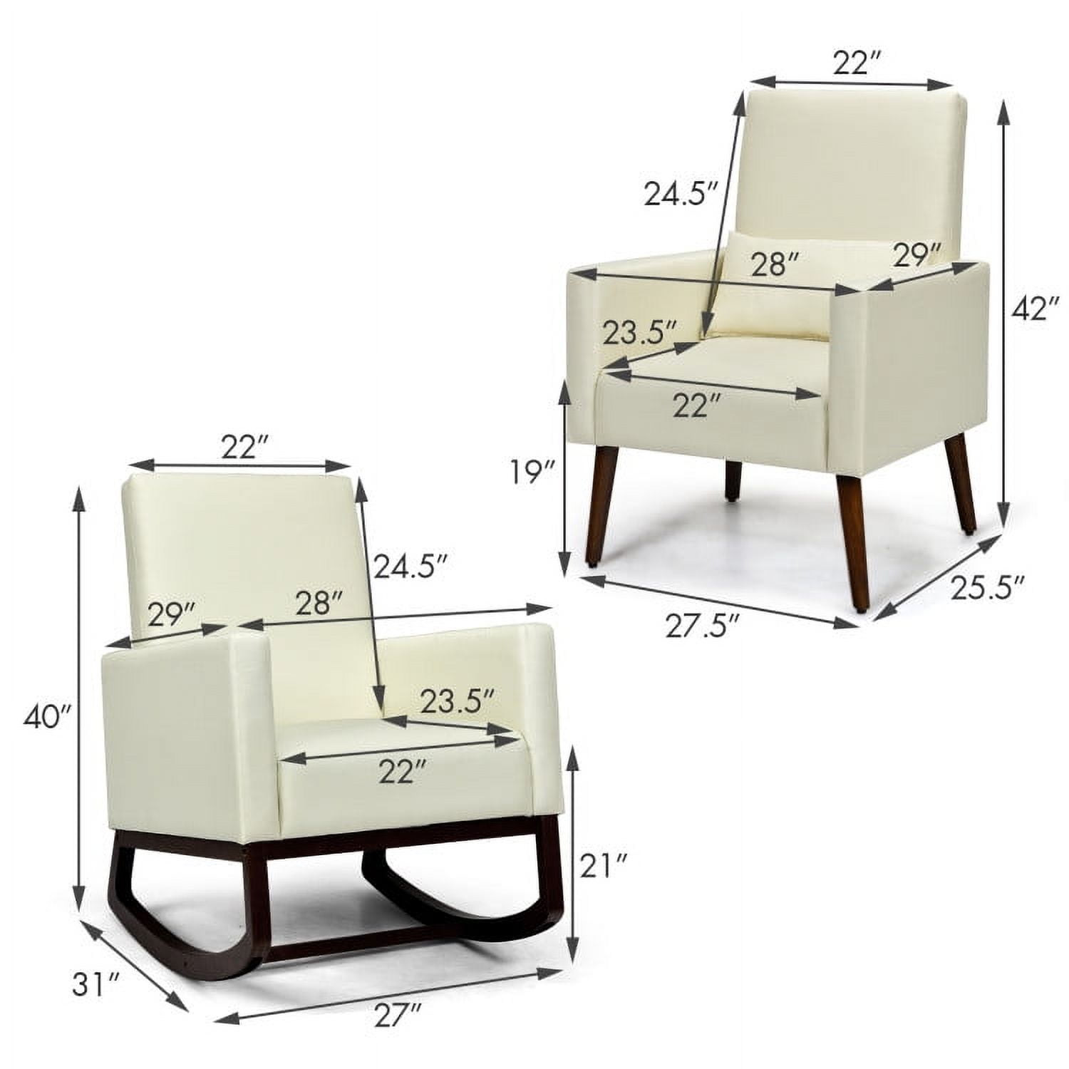 Finihen Rocking Chair, 2-in-1 Fabric Upholstered Rocking Chair, Armchair with Pillow, for Living Room, Beige Finihen Rocking Chair, 2-in-1 Fabric Upholstered Rocking Chair, Armchair with Pillow, for Living Room, Beige