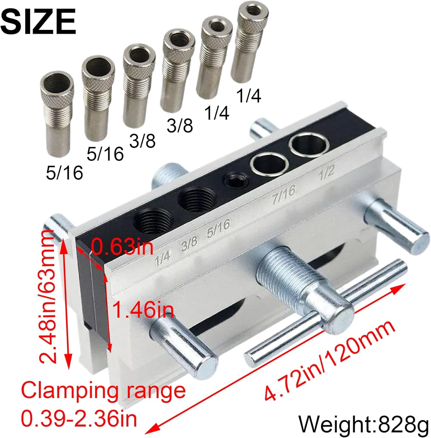 CATPAN Self Centering Dowel Jig, High Precision Drill Guide for Woodworking, Durable Aluminum & Steel, Adjustable Clamp, Easy Setup, Universal Design, Ideal for Straight Holes, DIY & Pro Projects