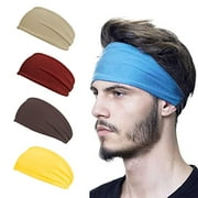 Sports Headbands, Outdoor 5Pack Workout Headbands for Women Mens, Lightweight Sweat Band Moisture Wicking Workout Sweatbands for Running… (5pcs)