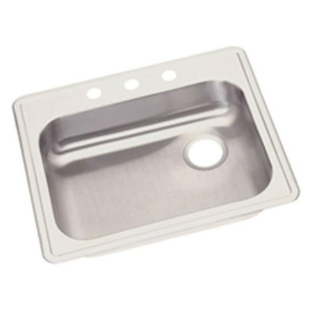 Elkay GE12521R3 Dayton Stainless Steel Single Bowl Top Mount Sink with 3 Faucet Holes, Satin