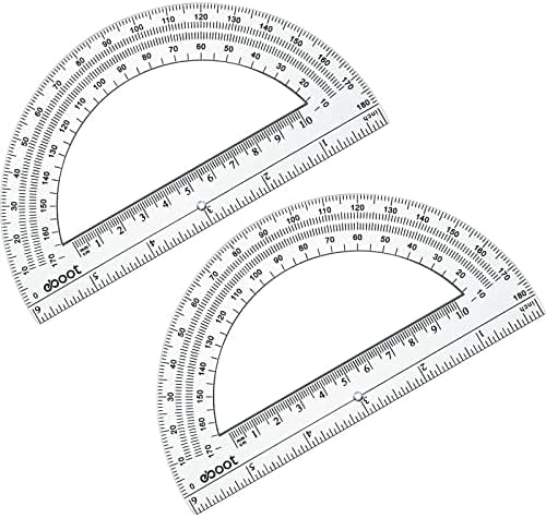 Tekola 24 Pack Plastic Protractors Math Protractor 180 Degrees 6 Inch (Clear)