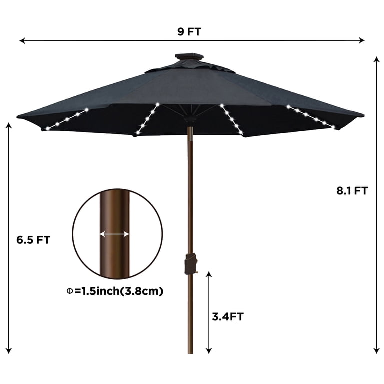 lighted offset patio umbrellas PURPLE LEAF 9x12ft Umbrella with Solar Lights, Rectangular Patio Umbrella, Yard Umbrellas, Navy Blue enhancing comfort and style Anon: HELMETS Style:#6 Silver Foil Birthday gift