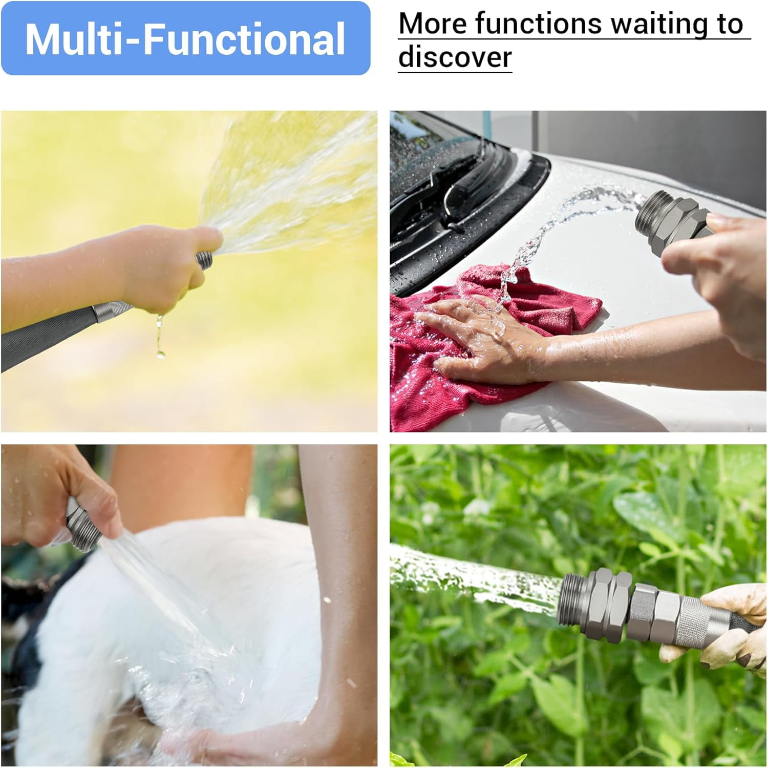 Flexible Garden Hose with 3/4" Swivel Metal Fittings, 1/2" Diameter, Leak-Proof, Kink-, Lightweight for Outdoor Use (25FT)