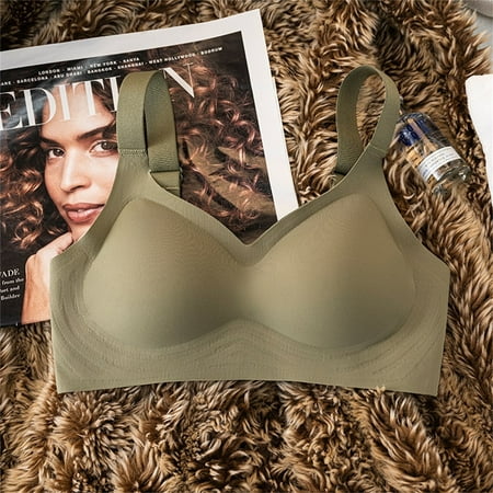 Hot Sale!! Womens Comfortable Wireless Bras Push Up Seamless Bralettes Soft Full Coverage Everyday Bra Women s Wide Straps Without Ring Gathered To Collect Side Breasts Tank Top Non Marking Bra