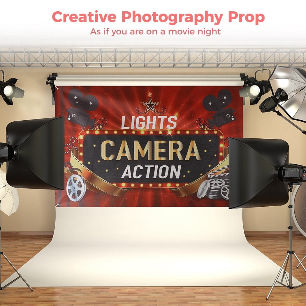 6ft x 4ft Large Movie Night Backdrop, Lights Camera UK | Ubuy
