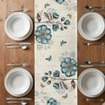 thumbnail image 6 of Blue Tulip Table Runner - 72 Inch Long, Kitchen Dining Table Runner Dresser Scarves, Vintage Flowers Butterfly Plants Beige Rustic Farmhouse Decor for Coffee Tables Wedding Party Banquet, 6 of 8