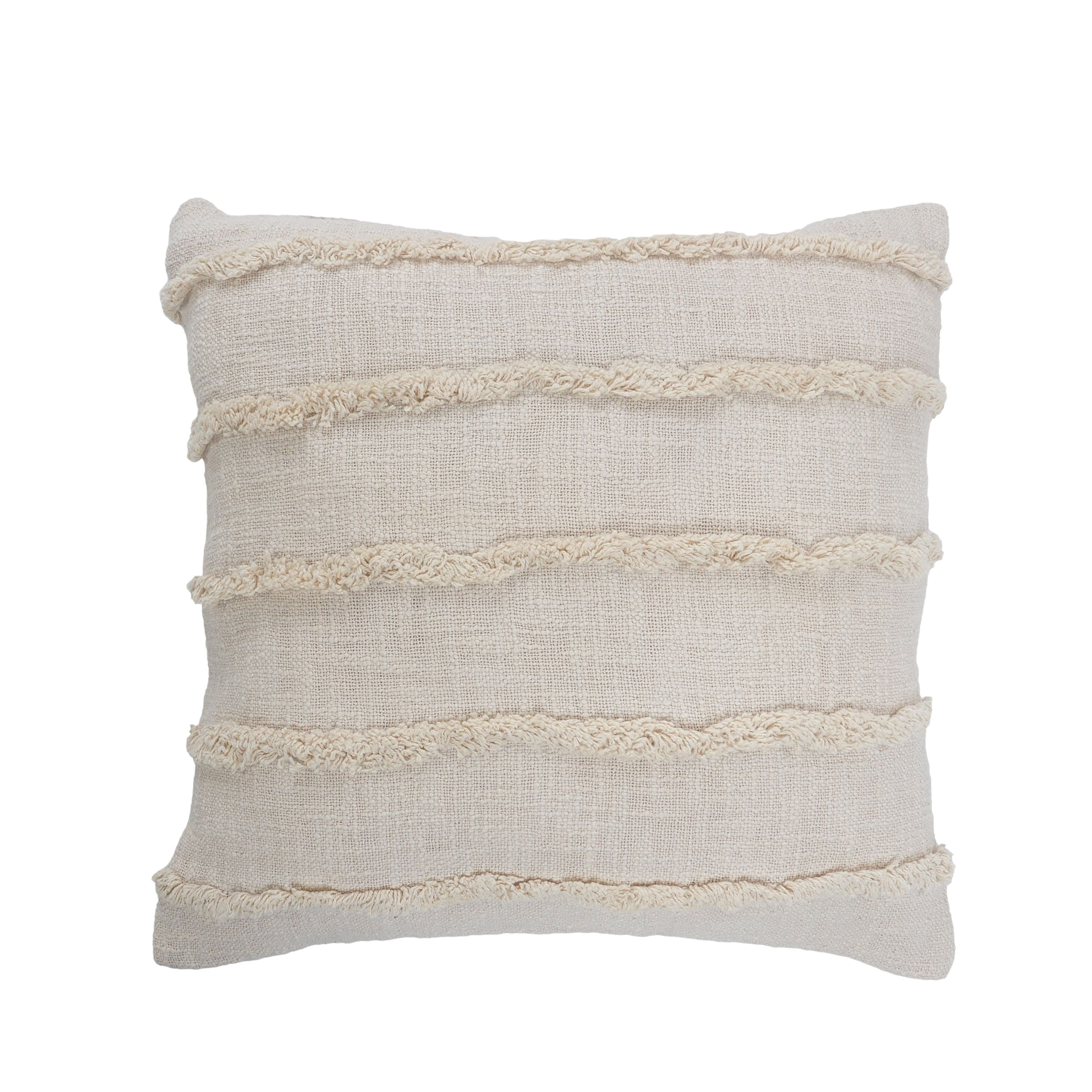 LR Home Birch Beige Over Tufted Fringed Beach Throw Pillow