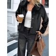 thumbnail image 6 of Women'S Cropped Faux Fur Jacket Long Sleeve Open Front Cardigan Casual Short Coat Black M, 6 of 8