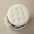 thumbnail image 5 of PetFurnishn  Home Decor Round Ottoman with Storage, Round Vanity Chair Stool Ottoman Pouf with Storage for Living Room and Bedroom, Boucle White, 5 of 7