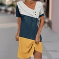 thumbnail image 2 of XuJwPNcy Dresses for Women V Neck Color Block Short Sleeve Summer Dresses Fashion Casual Sundress, 2 of 5