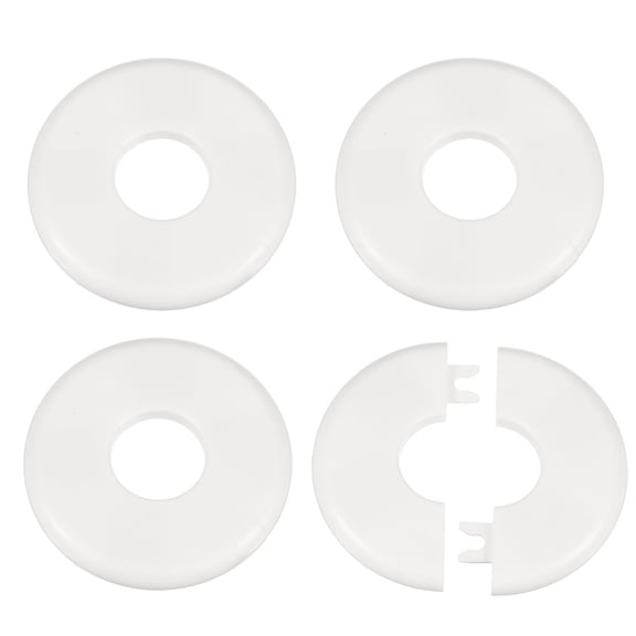 Uxcell 4pcs Wall Split Flange 26.5mm/1" Self-Adhesive Plumbing Cover Plates for Water Pipe Bathroom Kitchen Decoration,White