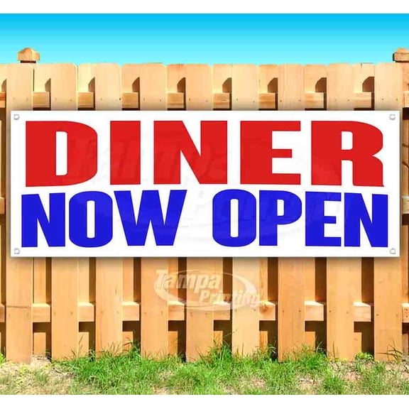 Diner Now Open 13 oz Vinyl Banner With Metal Grommets
