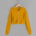 thumbnail image 4 of Abcomgle Zip Up Hoodies for Girls Kids Cropped Long Sleeve Jackets for Teen Girls Cute Fashion Lightweight Girls Zip Up Sweater with Pockets, 4 of 5